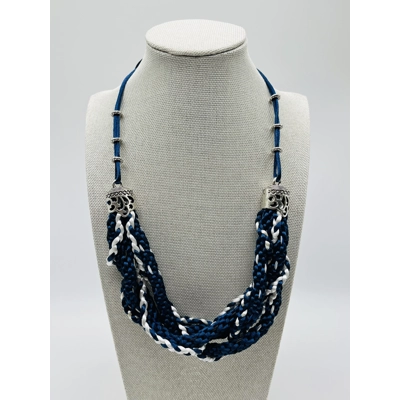 Blue Multi-strand Necklace And Silver Earrings Set Blue Multi-strand Necklace And Silver Earrings Set