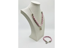Dragon Necklace And Pendant And Matching Bracelet Pink 2 Piece Set