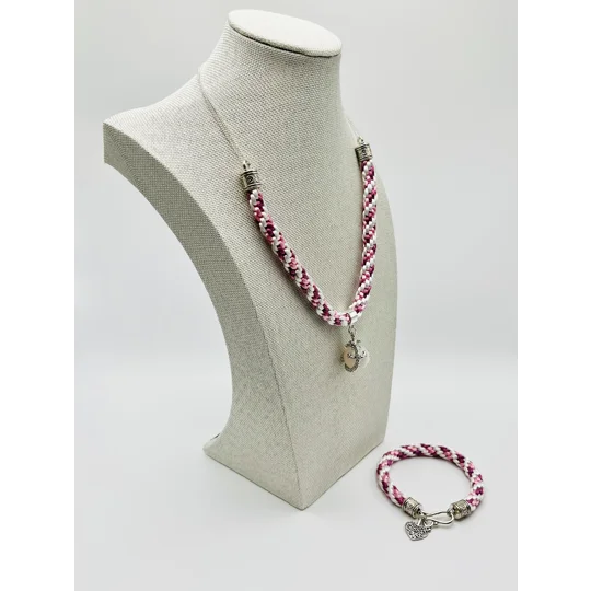 Dragon Necklace And Pendant And Matching Bracelet Pink 2 Piece Set