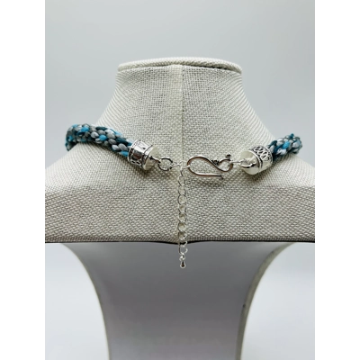 Turquoise Blue Necklace & Pendant + Bracelet + Earrings 3 piece set Handmade