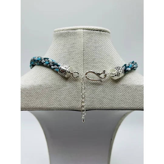 Turquoise Blue Necklace & Pendant + Bracelet + Earrings 3 piece set Handmade