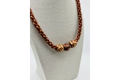 2 Piece Set Red Multicoloured Beaded Necklace & Bracelet Kumihimo Hand Braided