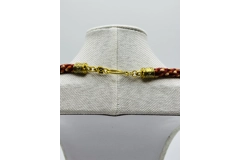 2 Piece Set Red Multicoloured Beaded Necklace & Bracelet Kumihimo Hand Braided