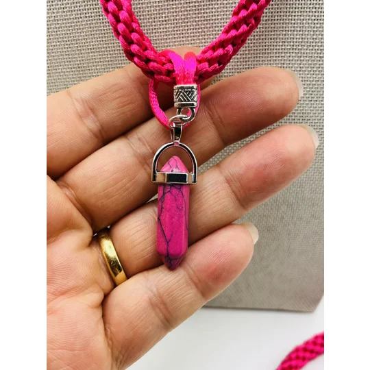 Pink Agate Pendant, Necklace And Bracelet 2 Piece Set