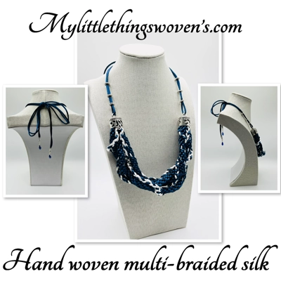 Blue Multi-strand Necklace And Silver Earrings Set Blue Multi-strand Necklace And Silver Earrings Set