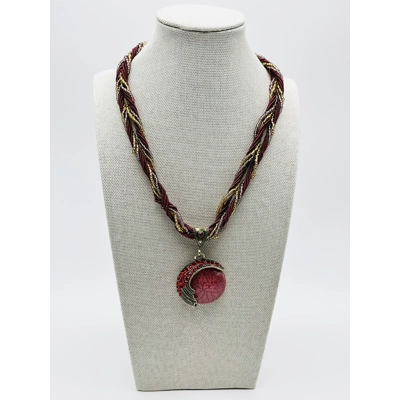 Moon Pendant And Necklace Blue or Red