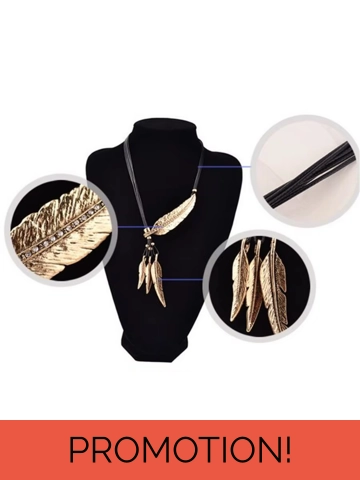 Bohemian Feather Multi Layer Necklace In Silver or Gold