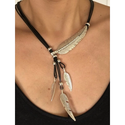 Bohemian Feather Multi Layer Necklace In Silver or Gold Bohemian Feather Multi Layer Necklace In Silver or Gold