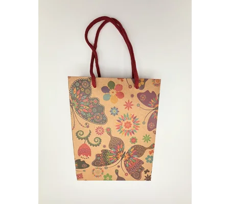 Butterfly And Flowers Gift Bag, Size A5 Printed Kraft Paper Gift Bag