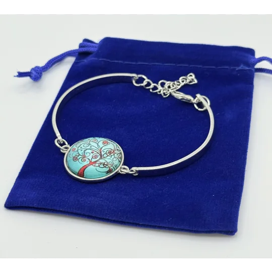 Glass Cabochon Tree of Life Necklace, Earrings & Bracelet 3 Piece Set in choice of colours