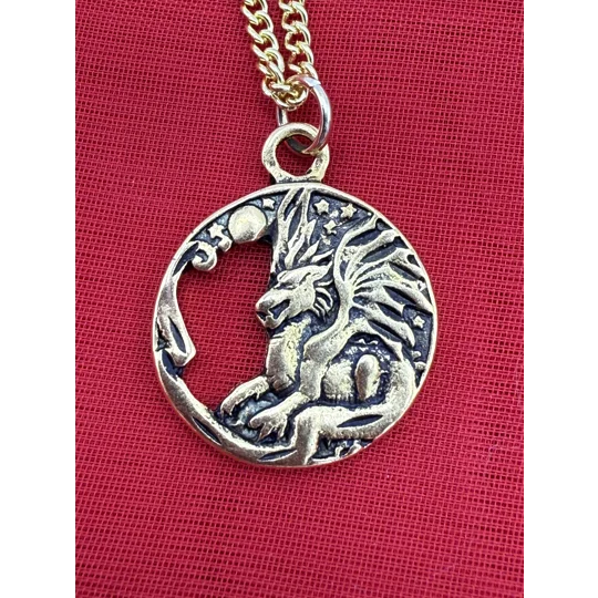 Gold Dragon Medallion Pendant & Necklace