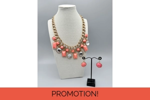 Chunky Coral & Gold Sparkly ..