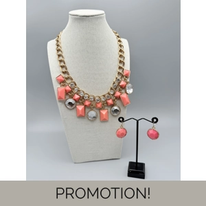 Chunky Coral & Gold Sparkly ..