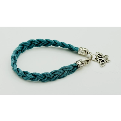 Jade Butterfly Braided Charm Bracelet Silver Jade Butterfly Braided Charm Bracelet Silver