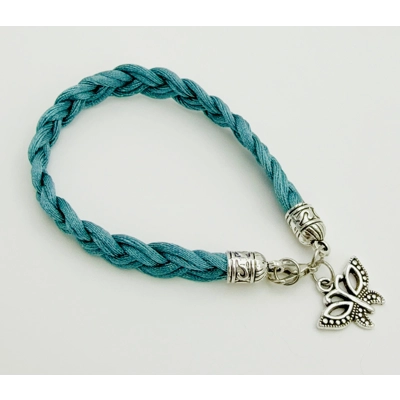 Jade Butterfly Braided Charm Bracelet Silver Jade Butterfly Braided Charm Bracelet Silver