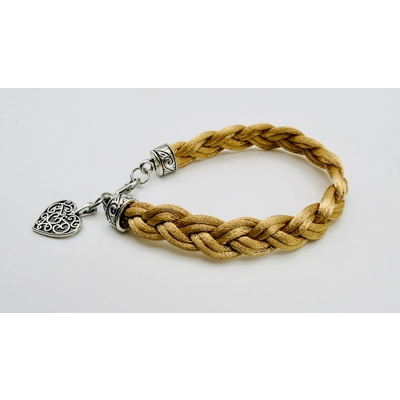 Heart Charm Pendant Charm Bracelet/Braided Cord - Honey - Beige/Silver Heart Charm Pendant Charm Bracelet/Braided Cord - Honey - Beige/Silver
