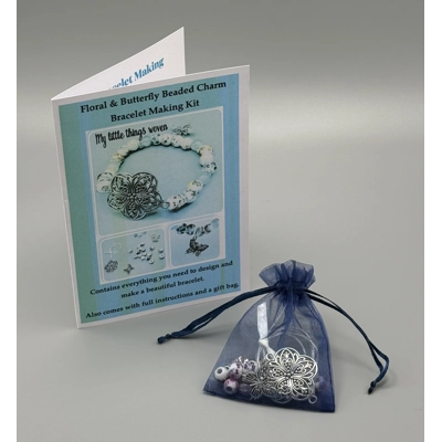 Floral & Butterfly Beaded Charm Bracelet Kit, Porcelain