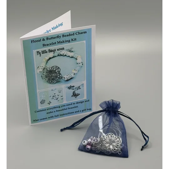 Floral & Butterfly Beaded Charm Bracelet Kit, Porcelain