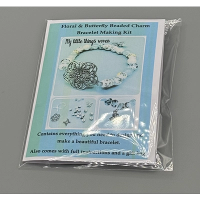 Floral & Butterfly Beaded Charm Bracelet Kit, Porcelain