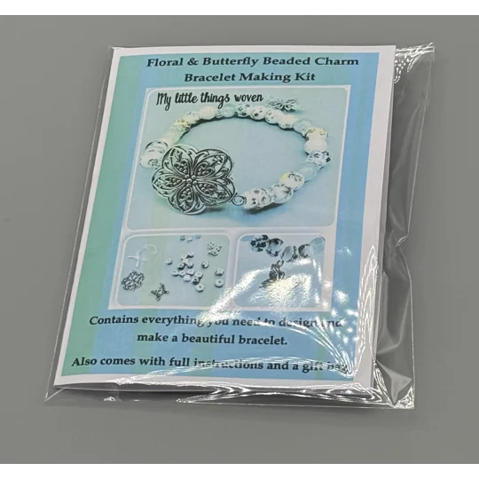 Floral & Butterfly Beaded Charm Bracelet Kit, Porcelain