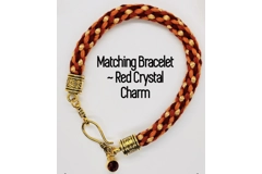 2 Piece Set Red Multicoloured Beaded Necklace & Bracelet Kumihimo Hand Braided