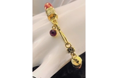 2 Piece Set Red Multicoloured Beaded Necklace & Bracelet Kumihimo Hand Braided