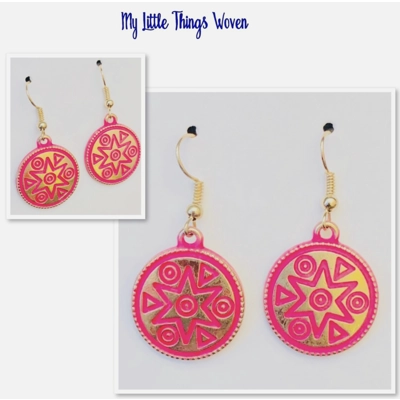 Indian Tribal Ethnic Necklace and Earrings Jewellery Gift Set in Pink & Gold