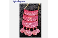 Indian Tribal Ethnic Necklace and Earrings Jewellery Gift Set in Pink & Gold