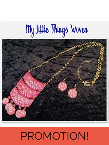 Indian Tribal Ethnic Necklace and Earrings Jewellery Gift Set in Pink & Gold