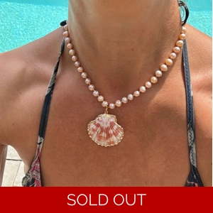 Freshwater pearls and Shell Necklace