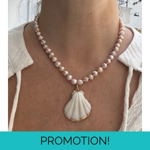 Freshwater pearls and Shell Necklace