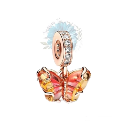 Rose gold orange and yellow butterfly charm Rose gold orange and yellow butterfly charm