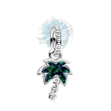 Silver and green palm tree charm