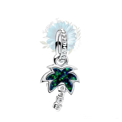 Silver and green palm tree charm Silver and green palm tree charm