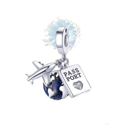 World, passport and plane charm World, passport and plane charm