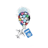 Heart balloon, passport and plane charm