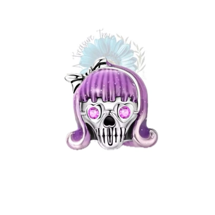 Purple haired skull charm Purple haired skull charm