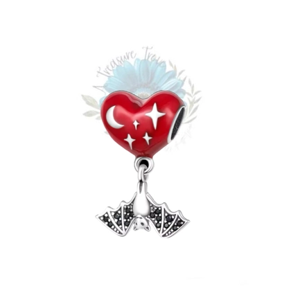 Bat and heart charm Bat and heart charm