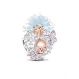 Silver and rose gold skull and heart c..