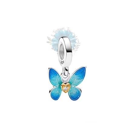 Blue heart butterfly charm