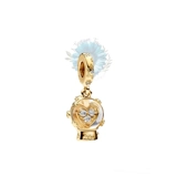 Gold heart snowglobe charm