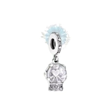 Silver heart snowglobe charm