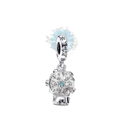 Silver snowflake snowglobe charm