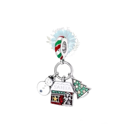 House, tree and snowman charm House, tree and snowman charm