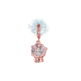Rose gold heart snowglobe charm