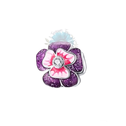Purple glitter flower charm Purple glitter flower charm