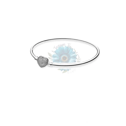 Jewelled heart charm bangle