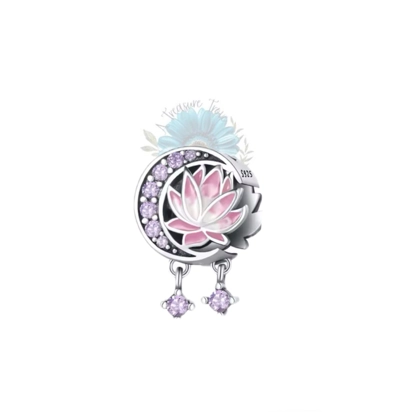 Pink lotus and moon charm Pink lotus and moon charm