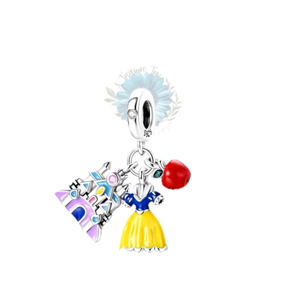 Snow White, apple and castle charm Snow White, apple and castle charm