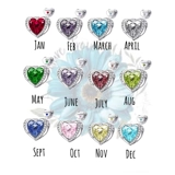 Large heart birthstone charm